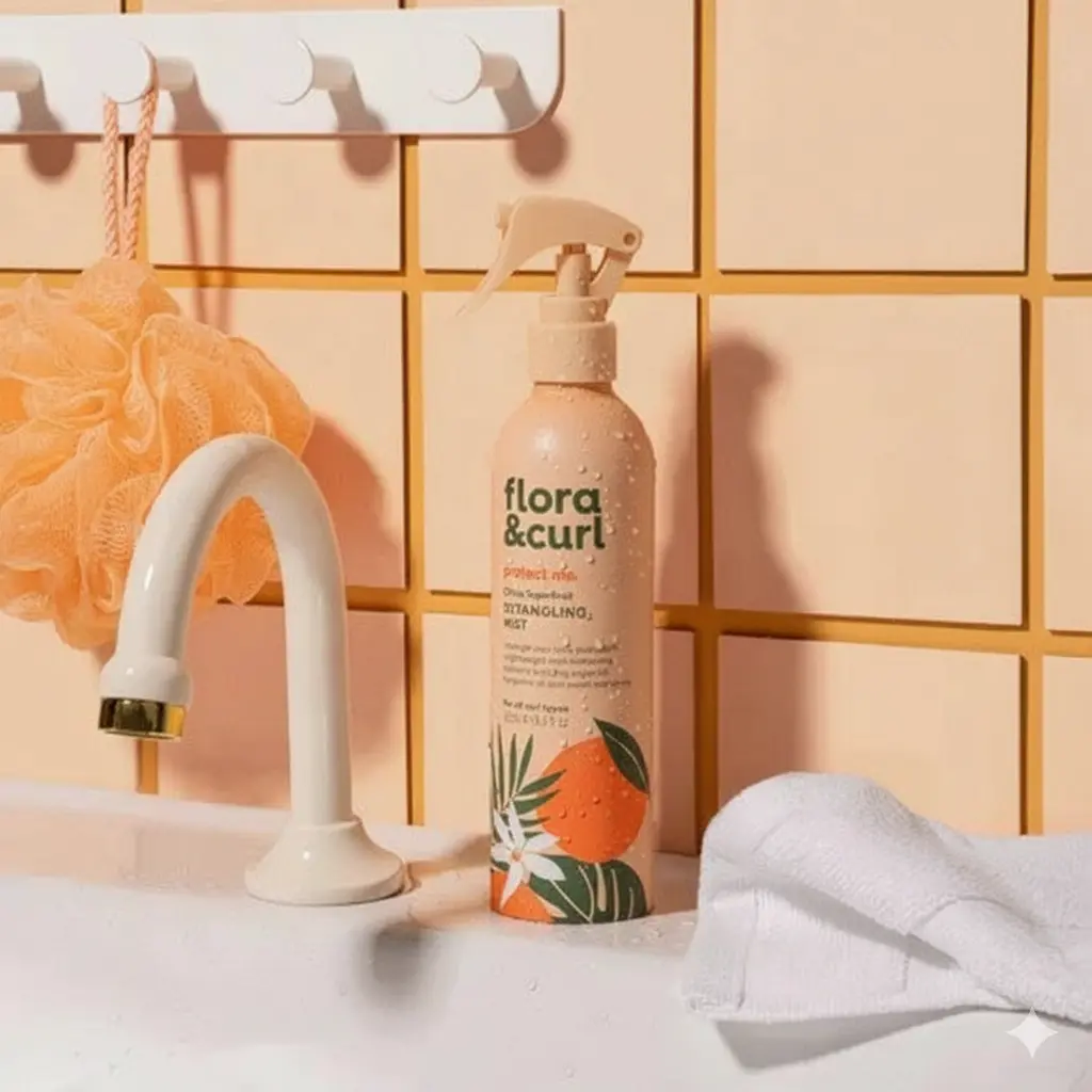 Flora & Curl Citrus Superfruit Detangling Mist — Démêlage express, sans alourdir Flora & Curl